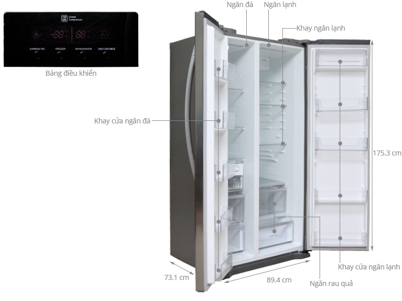 TỦ LẠNH SBS LG GR-B227GS 581 Lít
