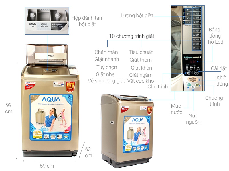 Máy giặt AQUA lồng nghiêng 8Kg AQ-F800AT