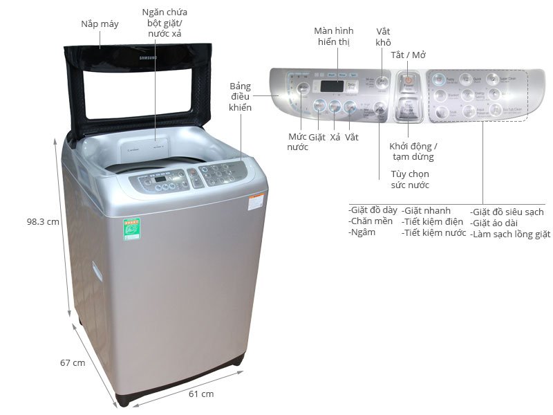 Máy giặt 11 Kg Samsung WA11F5S5QWA/SV lồng đứng