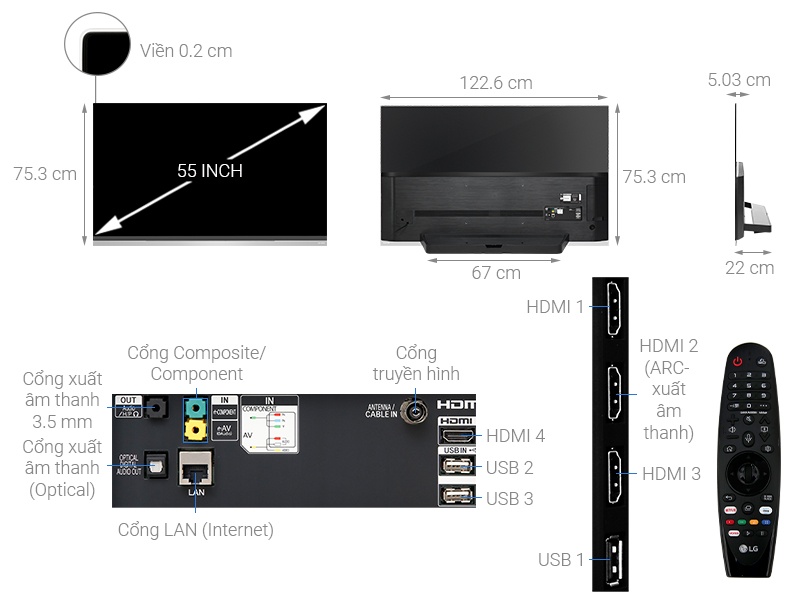 Smart Tivi OLED LG 55 inch 55E9PTA, 4K UHD, HDR