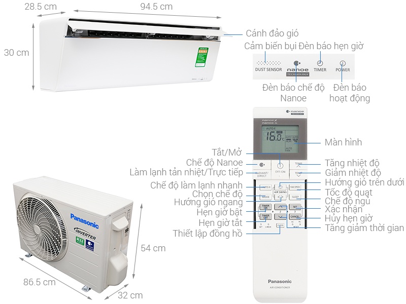 Điều hòa Panasonic 1 chiều Inverter VU12UKH-8 12.000BTU