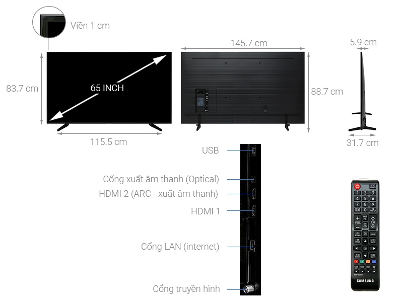 Smart Tivi Samsung 65 inch 65NU7090, 4K UHD, HDR