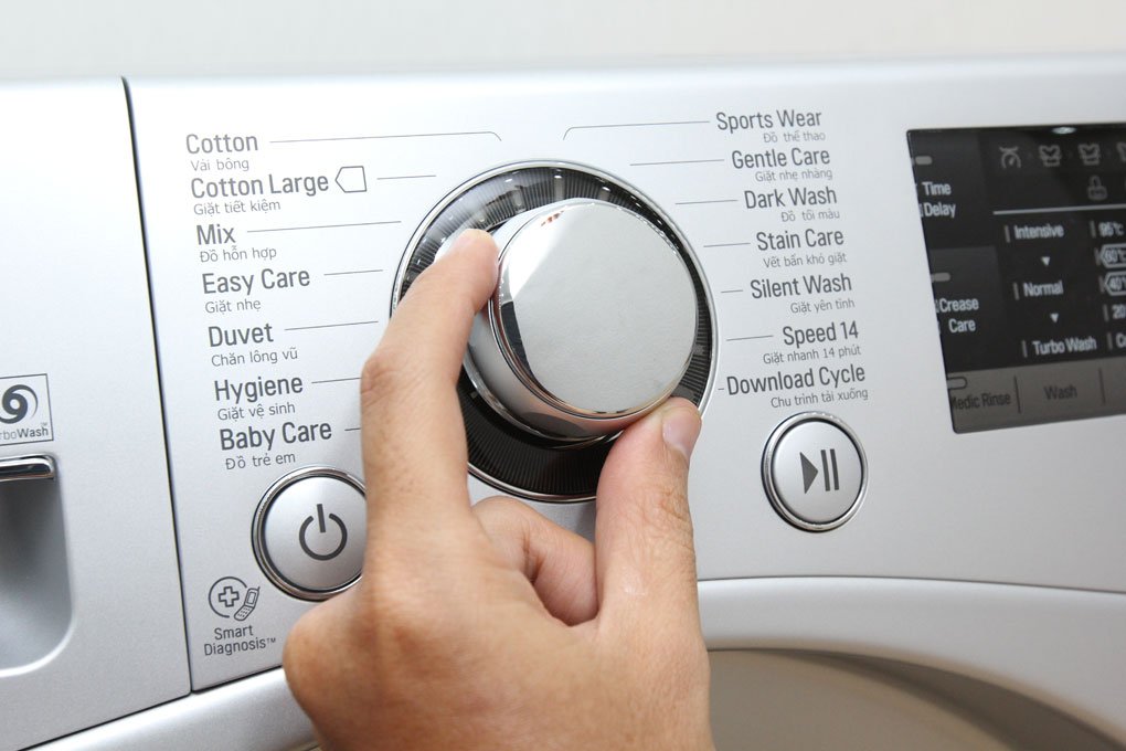 Máy giặt 9 Kg LG F1409NPRL lồng ngang, dẫn động trực tiếp, 6 motion, Turbowash