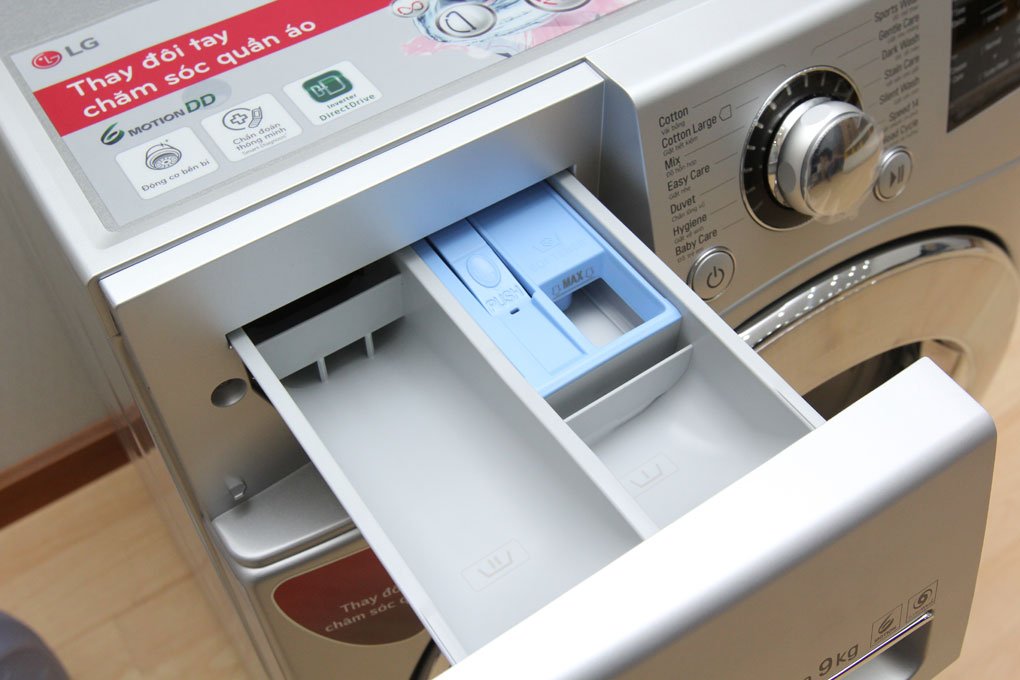 Máy giặt 9 Kg LG F1409NPRL lồng ngang, dẫn động trực tiếp, 6 motion, Turbowash