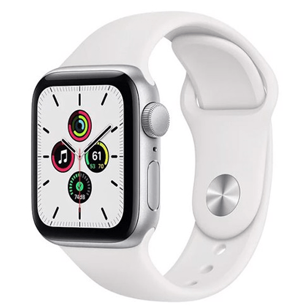 Apple Watch SE 44mm (GPS) viền nhôm bạc - Dây cao su Trắng Chính hãng (MYDQ2VN/A)