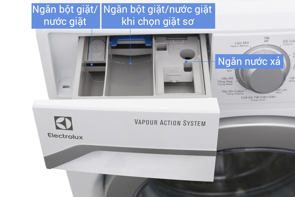 Máy giặt 8kg + Sấy 5kg Electrolux EWW12853