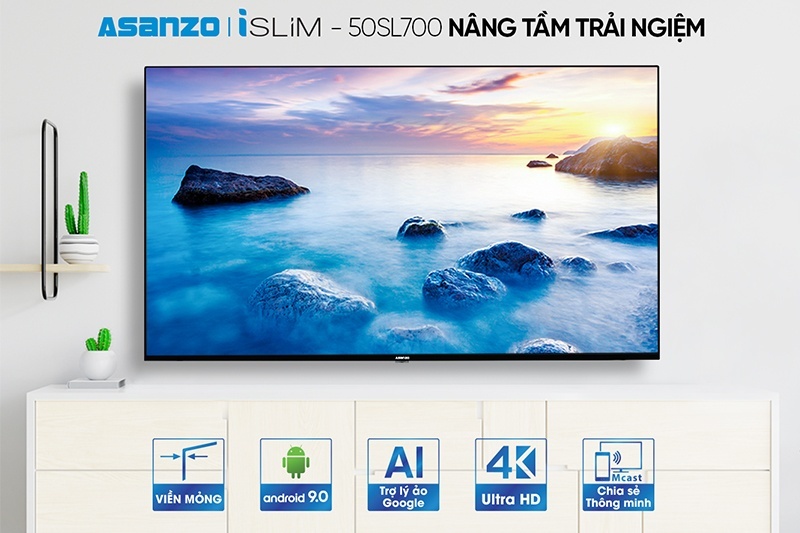 Smart Tivi 4K 50 inch Asanzo 50SL700 HDR Android