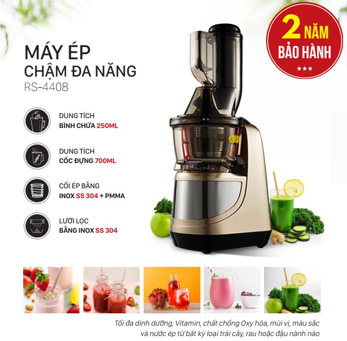 Máy ép chậm đa năng Roler RS-4408 (Vàng)