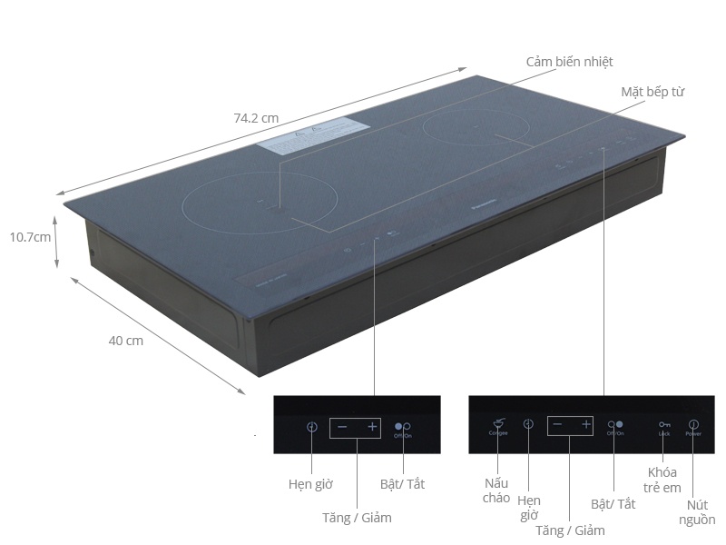 Bếp từ đôi Panasonic KY-A227D 5600W - Nhật Bản