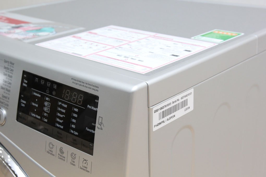 Máy giặt 9 Kg LG F1409NPRL lồng ngang, dẫn động trực tiếp, 6 motion, Turbowash