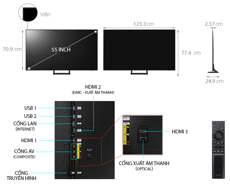 Smart Tivi Samsung 4K 55 inch 55AU9000 Crystal UHD