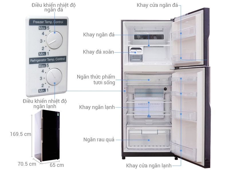 Tủ lạnh Hitachi R-VG440PGV3 (XGR) - 365L Inverter