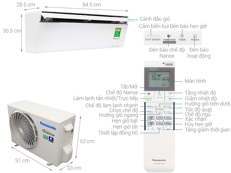 Điều hòa Panasonic 1 chiều inverter VU18UKH-8 18.000BTU