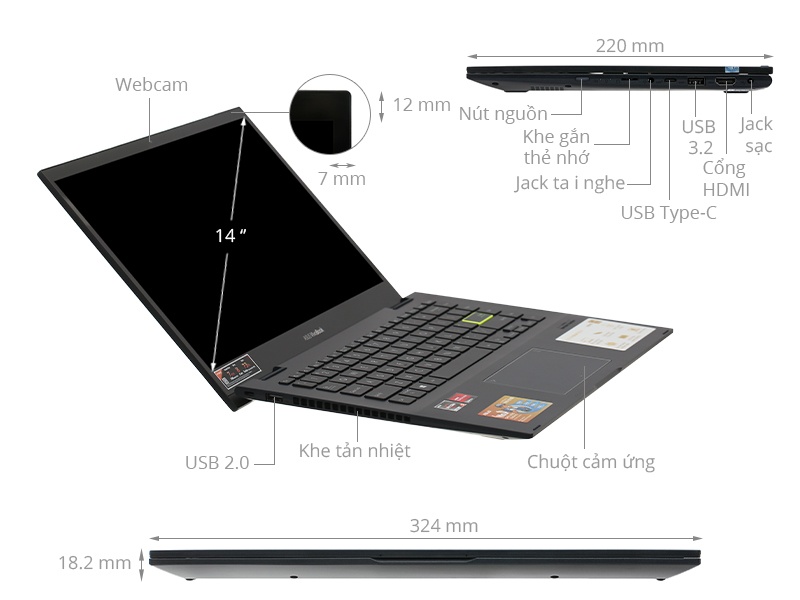 Laptop Asus VivoBook Flip 14 TM420IA-EC031T Đen