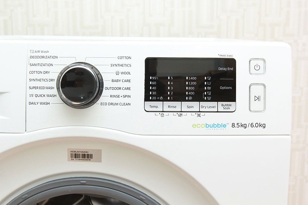 Máy giặt 8.5 Kg Samsung WD85J5410AW/SV lồng ngang, sấy 6 Kg