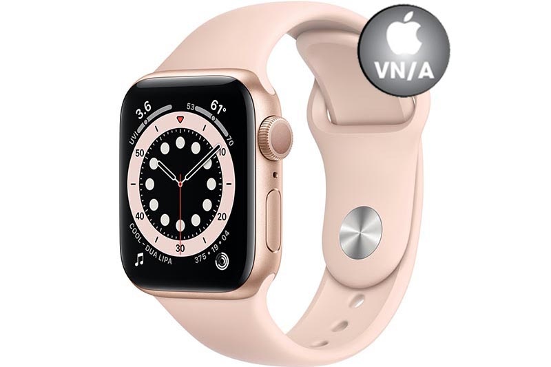 Apple Watch 6 40mm (GPS) viền nhôm vàng - Dây cao su Hồng Chính hãng (MG123VN/A)