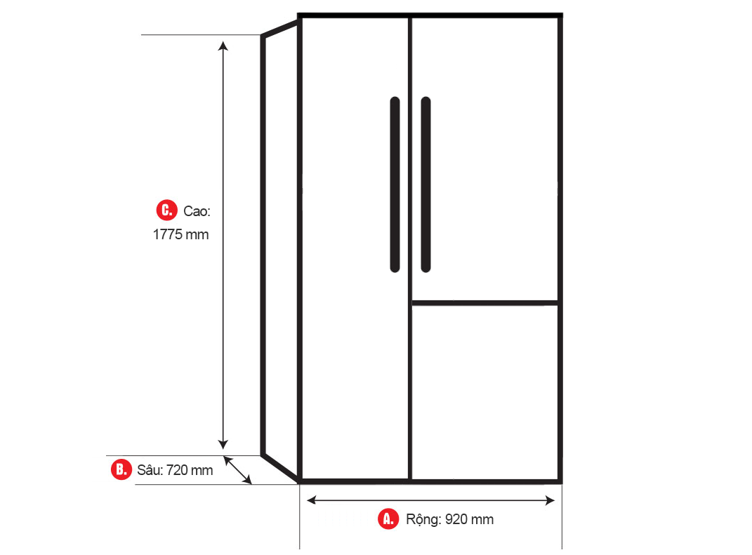 Tủ lạnh Side by side HITACHI R-FM800GPGV2 (GS) 584 Lít Inverter