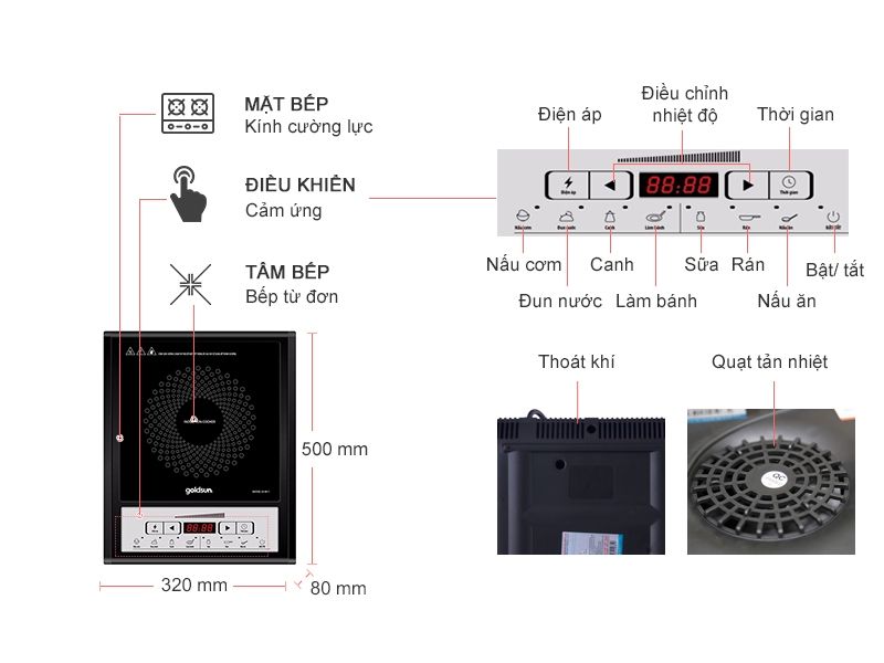 Bếp từ cơ Goldsun IH-GFY 2001/2005/2006/GI-M11(kèm nồi lẩu)