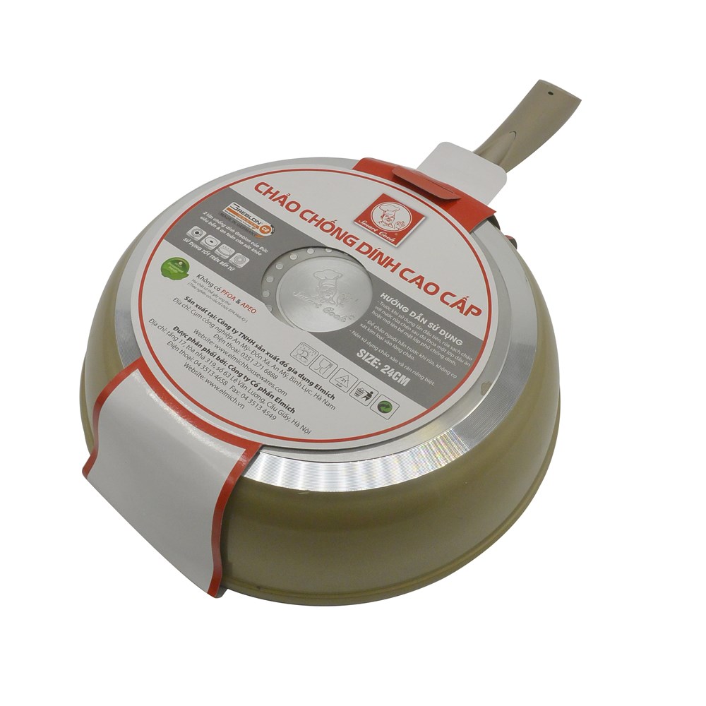 Chảo giả đúc sâu vàng nhạt đáy từ 24cm Smartcook CI-50024KM