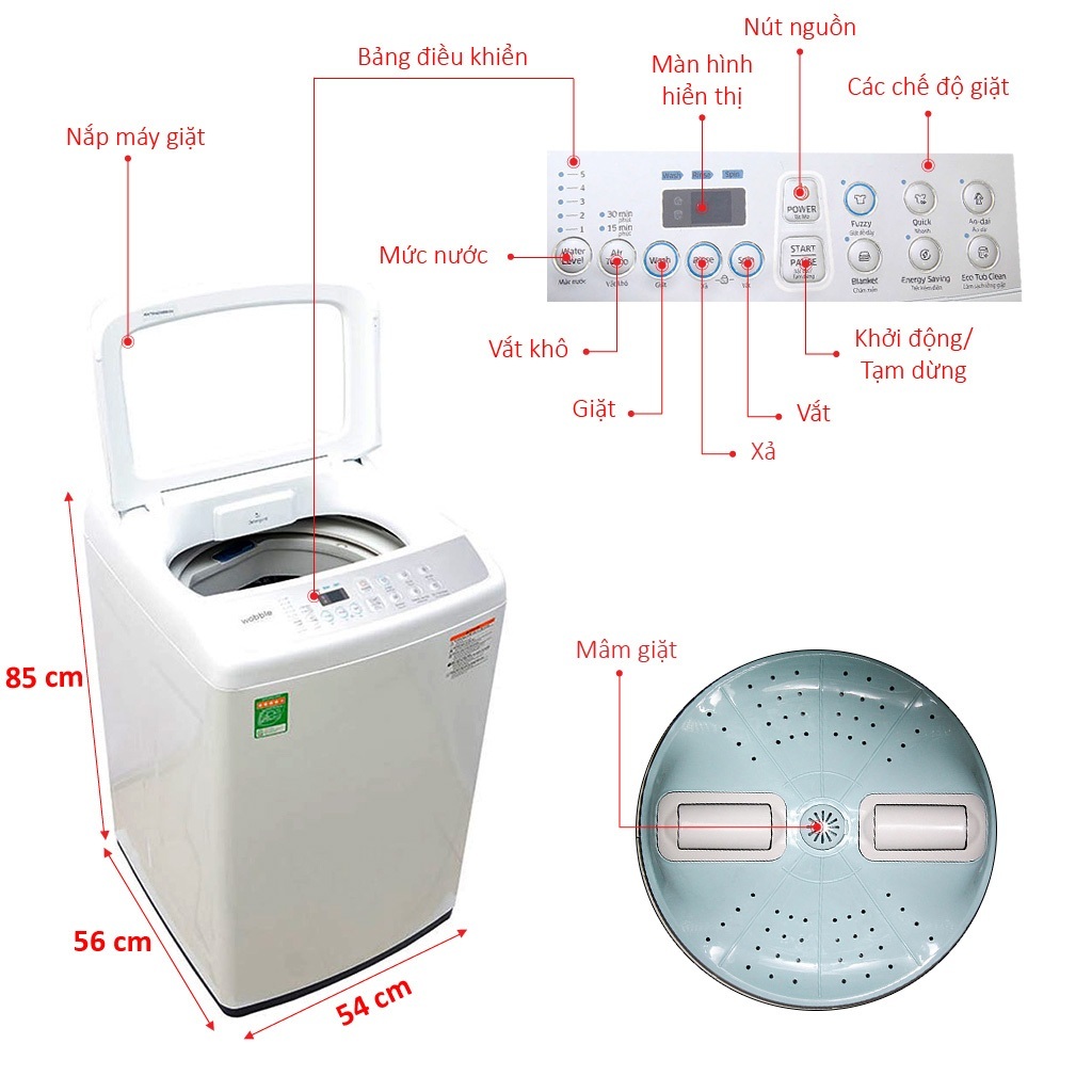 Máy giặt 8.2 Kg Samsung WA82H4200SW1SV lồng đứng