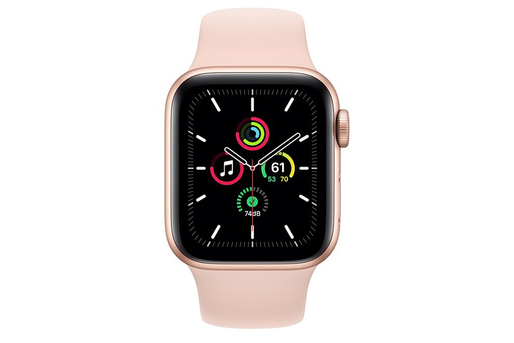Apple Watch SE 40mm (4G) viền nhôm vàng - Dây cao su Hồng Chính hãng (MYEH2VN/A)
