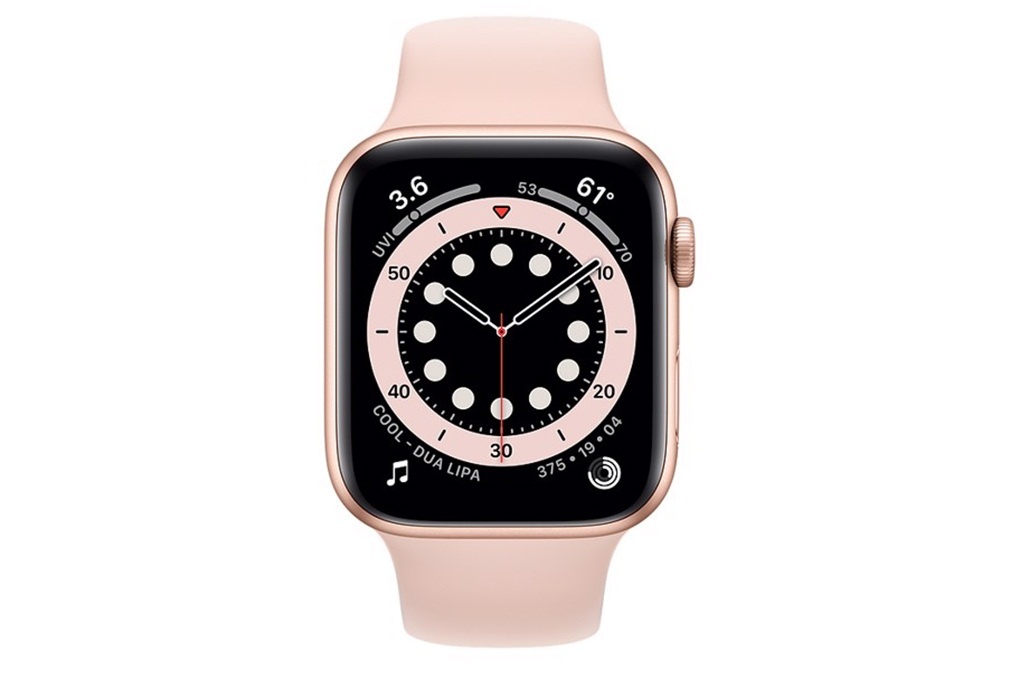 Apple Watch SE 44mm (4G) viền nhôm vàng - Dây cao su Hồng Chính hãng (MYEX2VN/A)