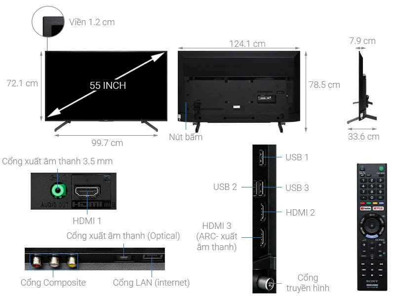 Smart Tivi Sony 55 inch 55X7000G 4K Ultra HD