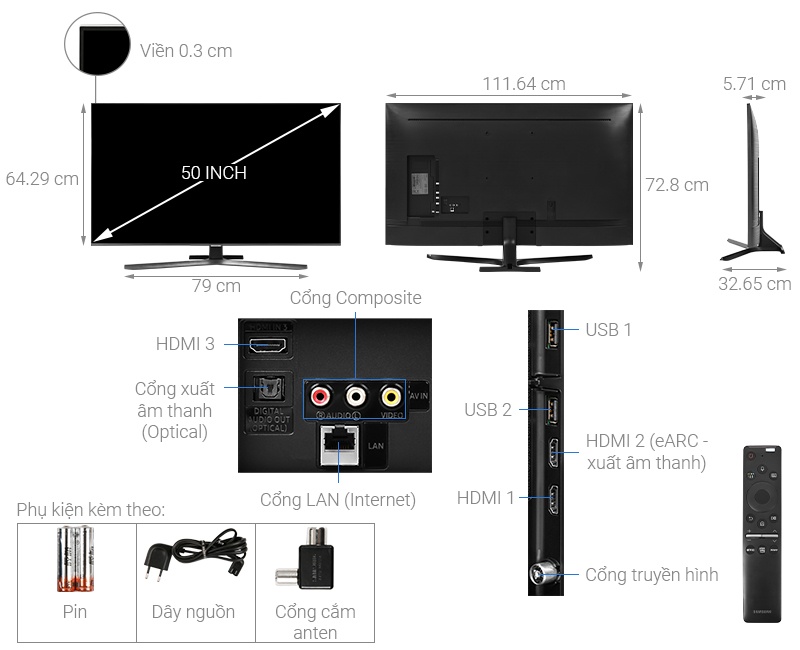 Smart Tivi Samsung 4K 50 inch 50TU8500 Crystal UHD