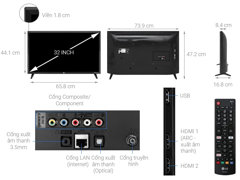 Smart Tivi LG 32 inch 32LM570BPTC HD Ready, HDR