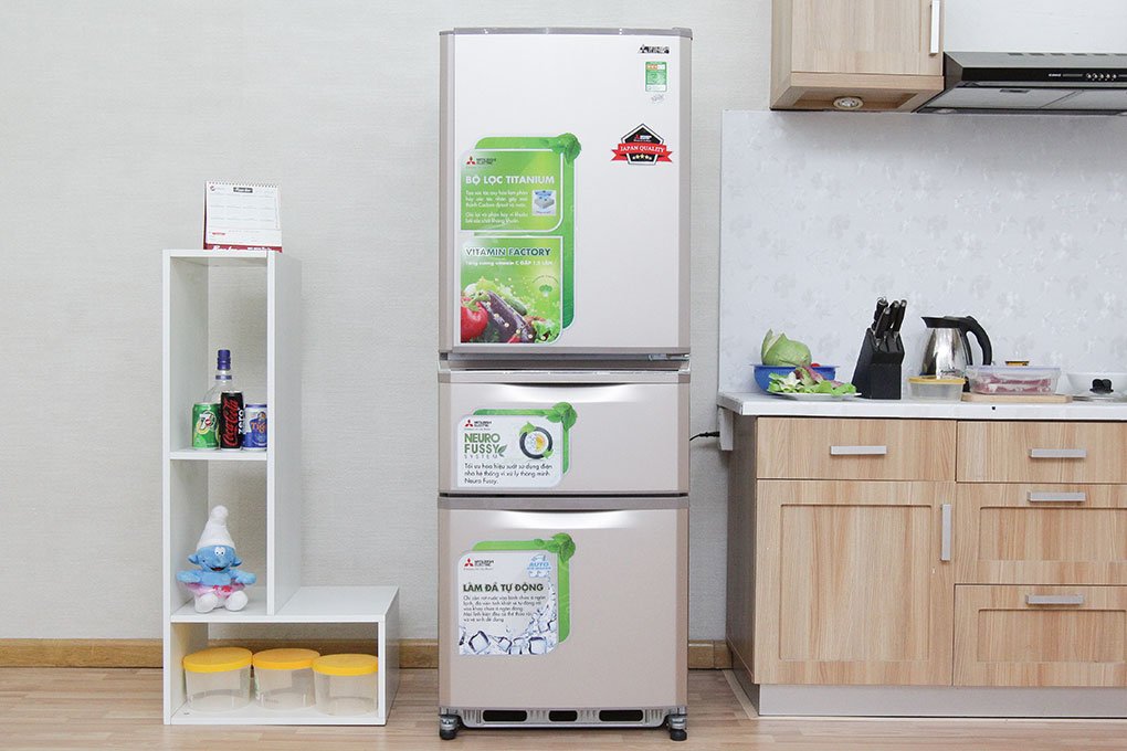Tủ lạnh 3 cánh Mitsubishi MR-C41G-PS-V, 338 Lít