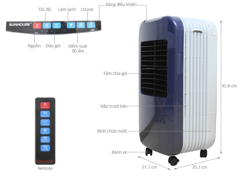Quạt điều hòa Sunhouse SHD7725 (Xanh)