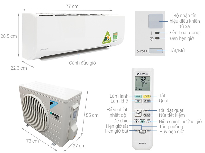 Điều hòa Daikin 1 chiều inverter FTKQ35SVMV 12000BTU