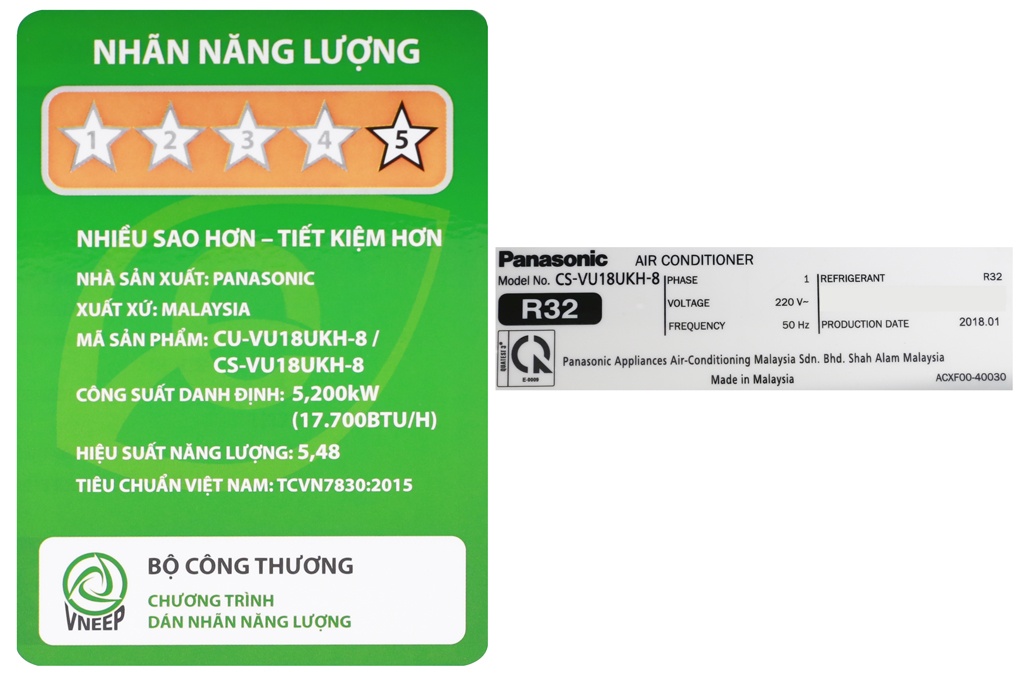 Điều hòa Panasonic 1 chiều inverter VU18UKH-8 18.000BTU