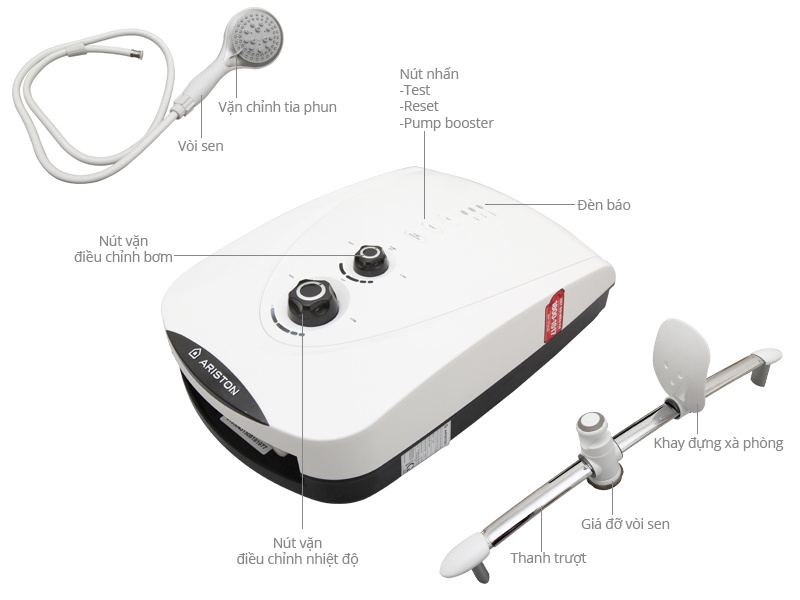 Bình nóng lạnh trực tiếp Ariston VR-E4522EP-WH (Trắng)