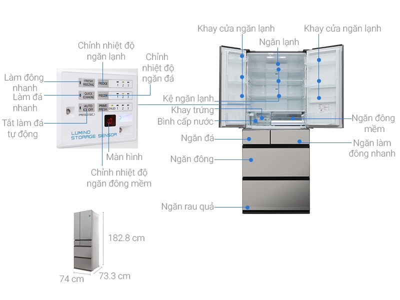 Tủ lạnh 6 cánh Panasonic NR-F610GT-X2 - 588 Lít Cấp đông mềm