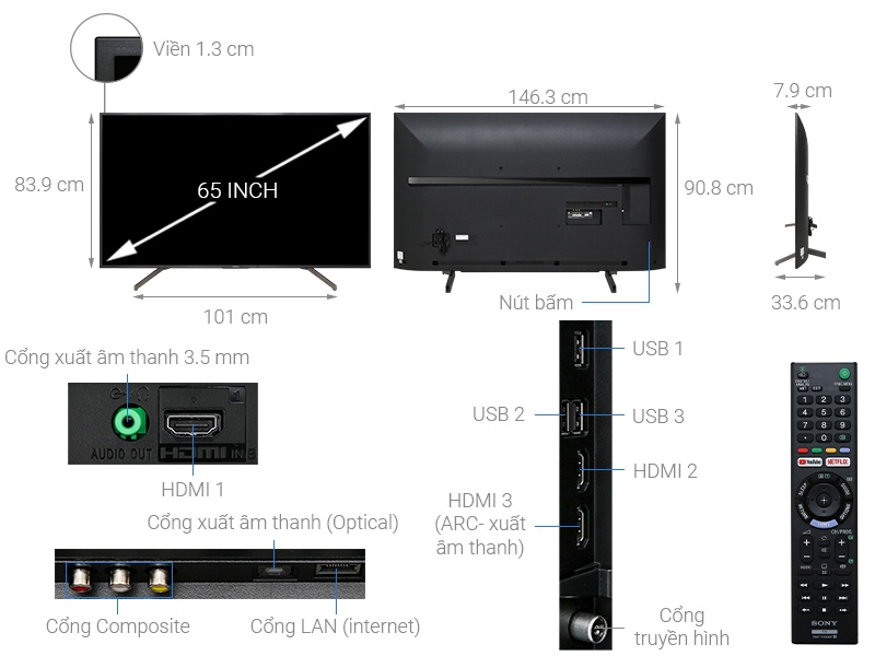 Smart Tivi Sony 65 inch 65X7000G 4K Ultra HD