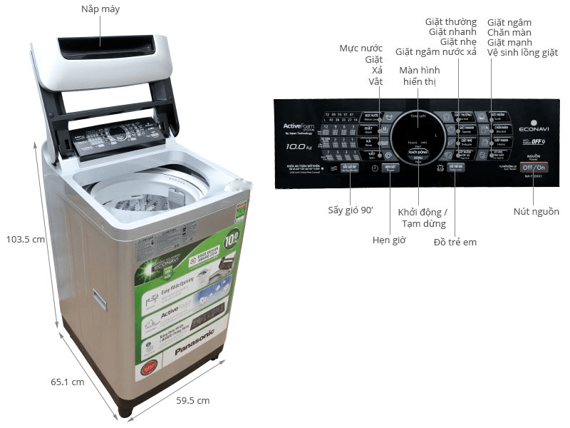 Máy giặt 10 Kg Panasonic NA-F100X1LRV lồng đứng