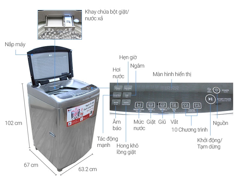 Máy giặt 17 Kg LG WF-D1717HD lồng đứng