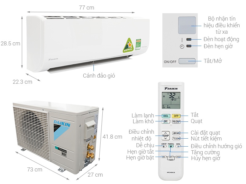 Điều hòa Daikin 1 chiều Inverter FTKQ25SVMV 9000BTU