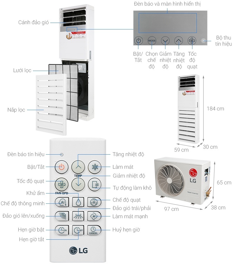 Điều hòa tủ đứng 1 chiều LG APNQ30GR5A3- 28.000BTU Inverter