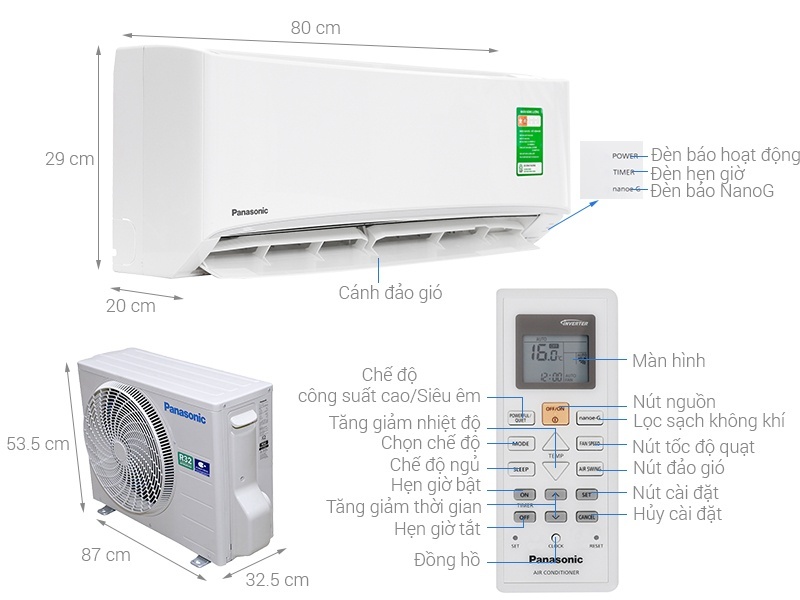 Điều hòa Panasonic 1 chiều 1.5HP-12.000BTU CS-N12UKH-8