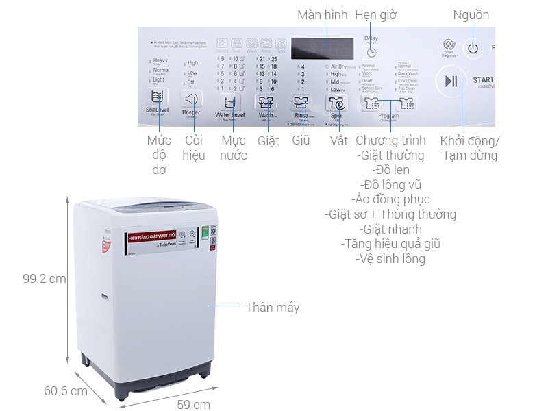 Máy giặt 10.5Kg LG T2350VSAW Smart Inverter
