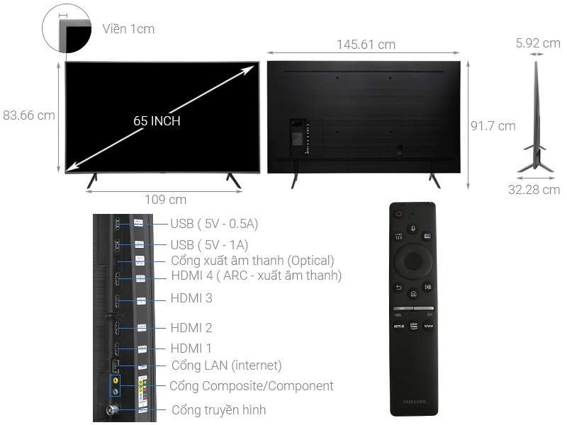 QLED TV 4K Samsung 65Q65R 65 inch UHD Smart Tivi