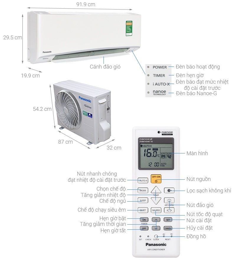 Điều hòa Panasonic 1 chiều Inverter 1.5HP-12.000BTU CS-XU12UKH-8