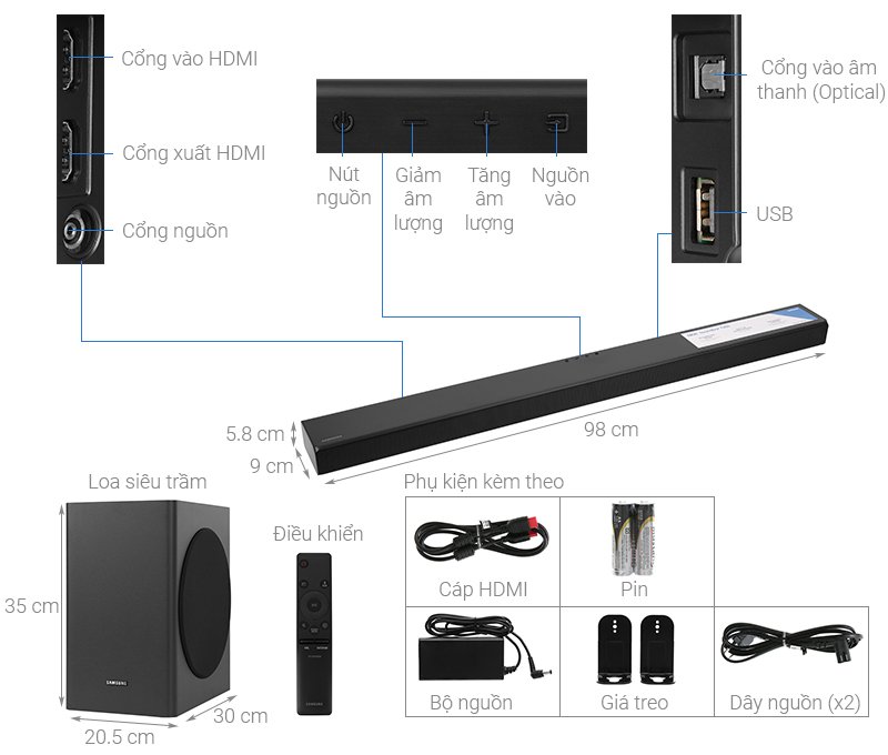 Loa soundbar Samsung HW-T650/XV 3.1ch