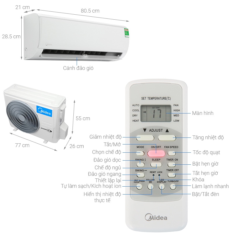Điều hòa 1 chiều Inverter 13.000BTU Midea MSFR-13CRDN8 Dòng cao cấp