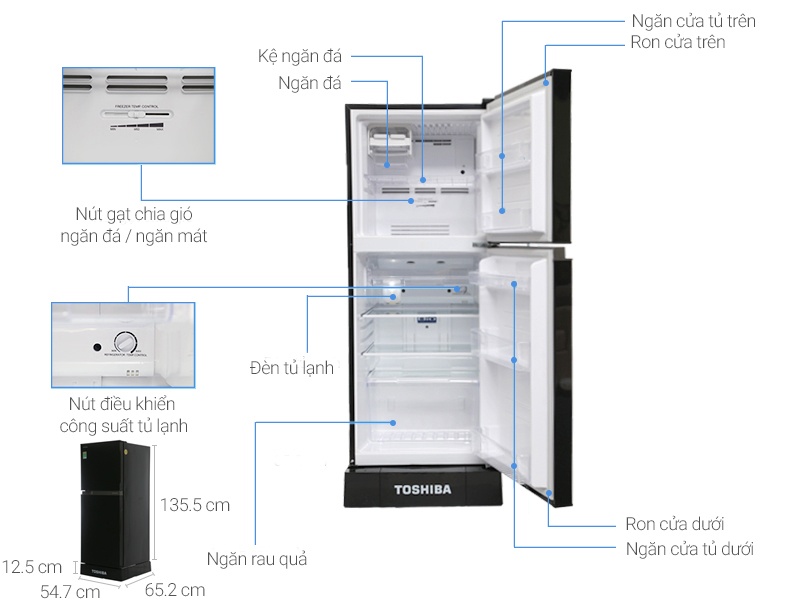 Tủ lạnh Toshiba 186L Inverter GR-M25VUBZ/UK (Gương đen)