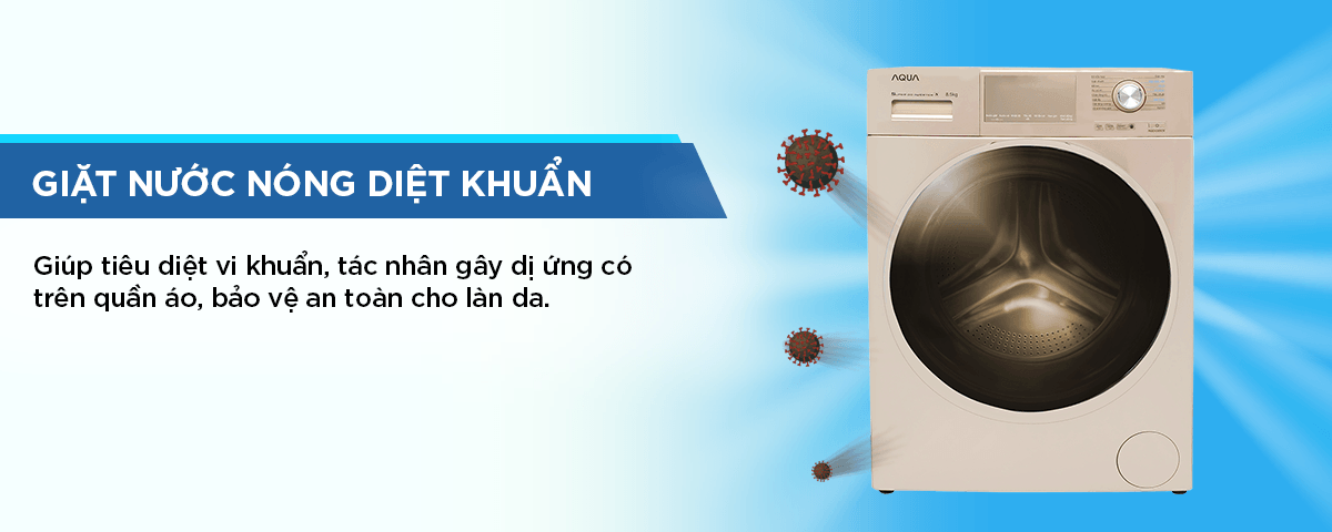 Máy giặt AQUA lồng ngang 8.5kg AQD-D850E.N