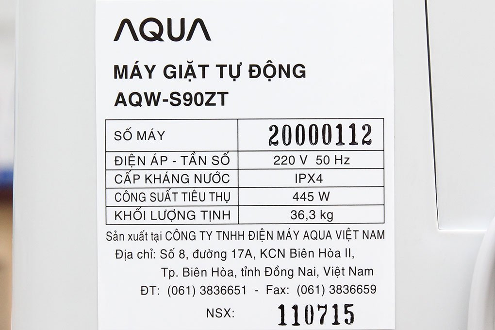 Máy giặt 9 Kg AQua AQW-S90ZT lồng đứng