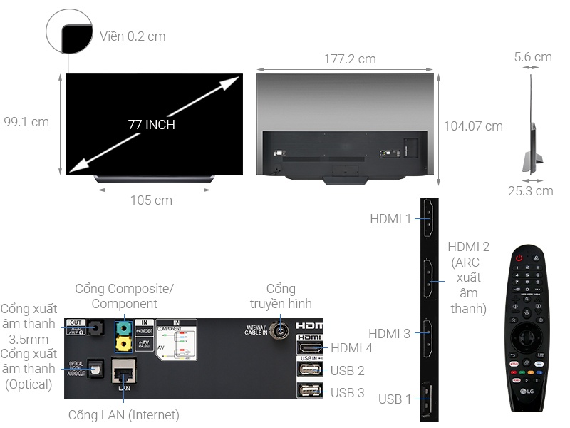 Smart Tivi OLED LG 77 inch 77C9PTA, 4K UHD, HDR